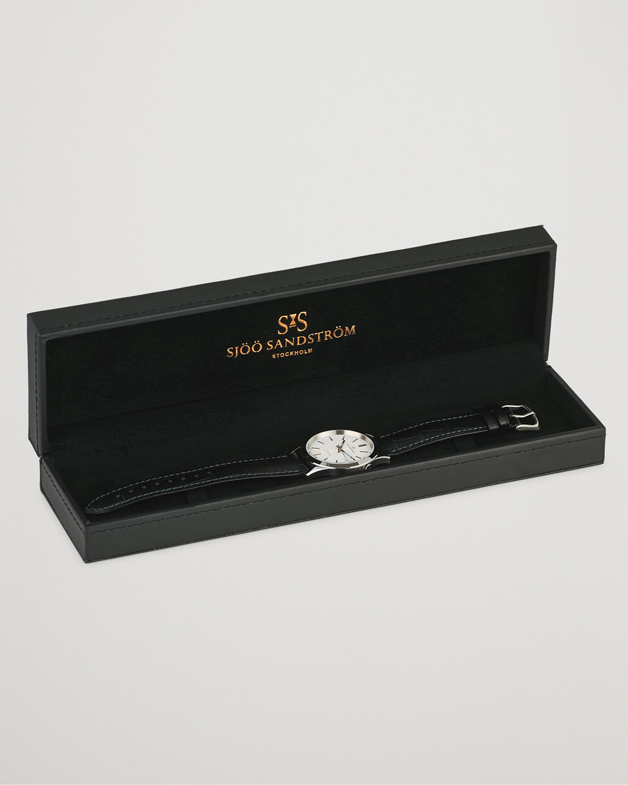 Mies | Sjöö Sandström Jubilee Steel Quartz 40mm White/Black Calf | Sjöö Sandström | Jubilee Steel Quartz 40mm White/Black Calf