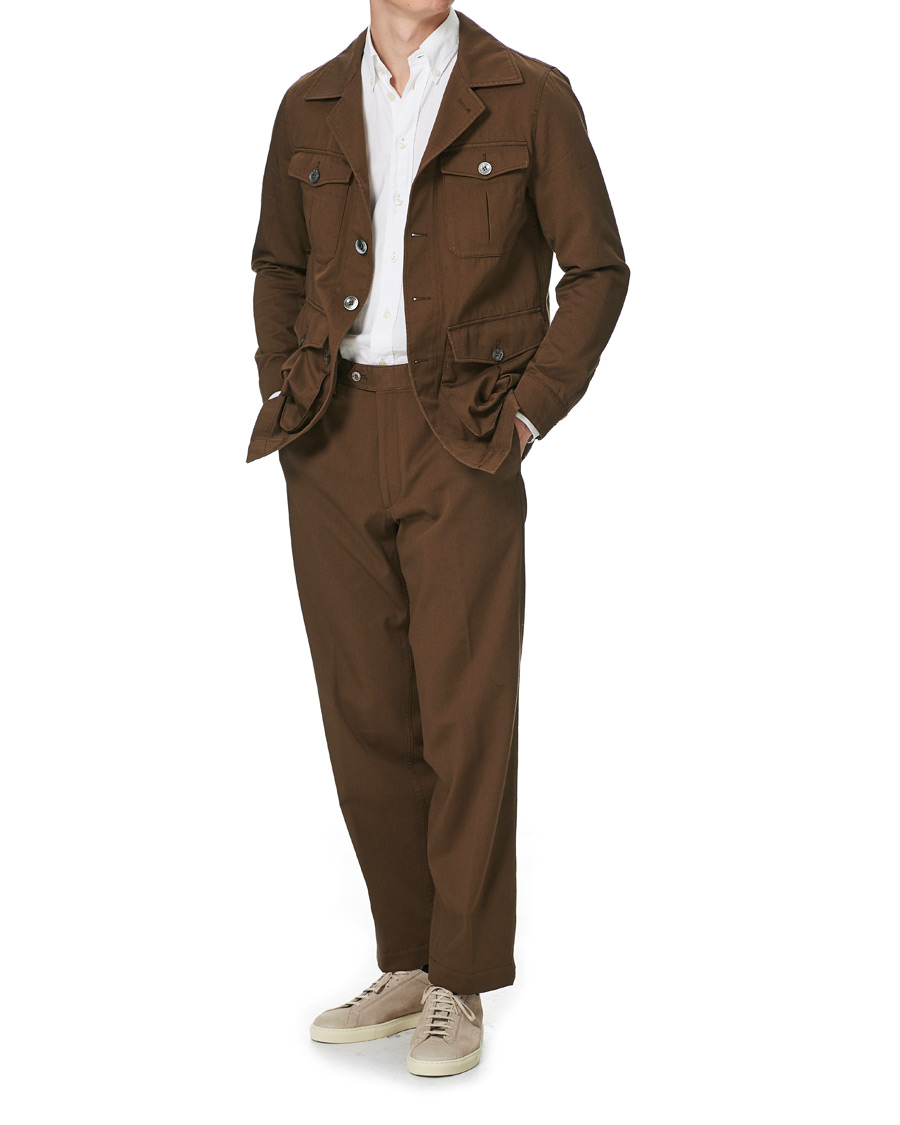 Mies | Kauluspaidat | Oscar Jacobson | Westwood Washed Cotton Shirt Jacket Army Brown