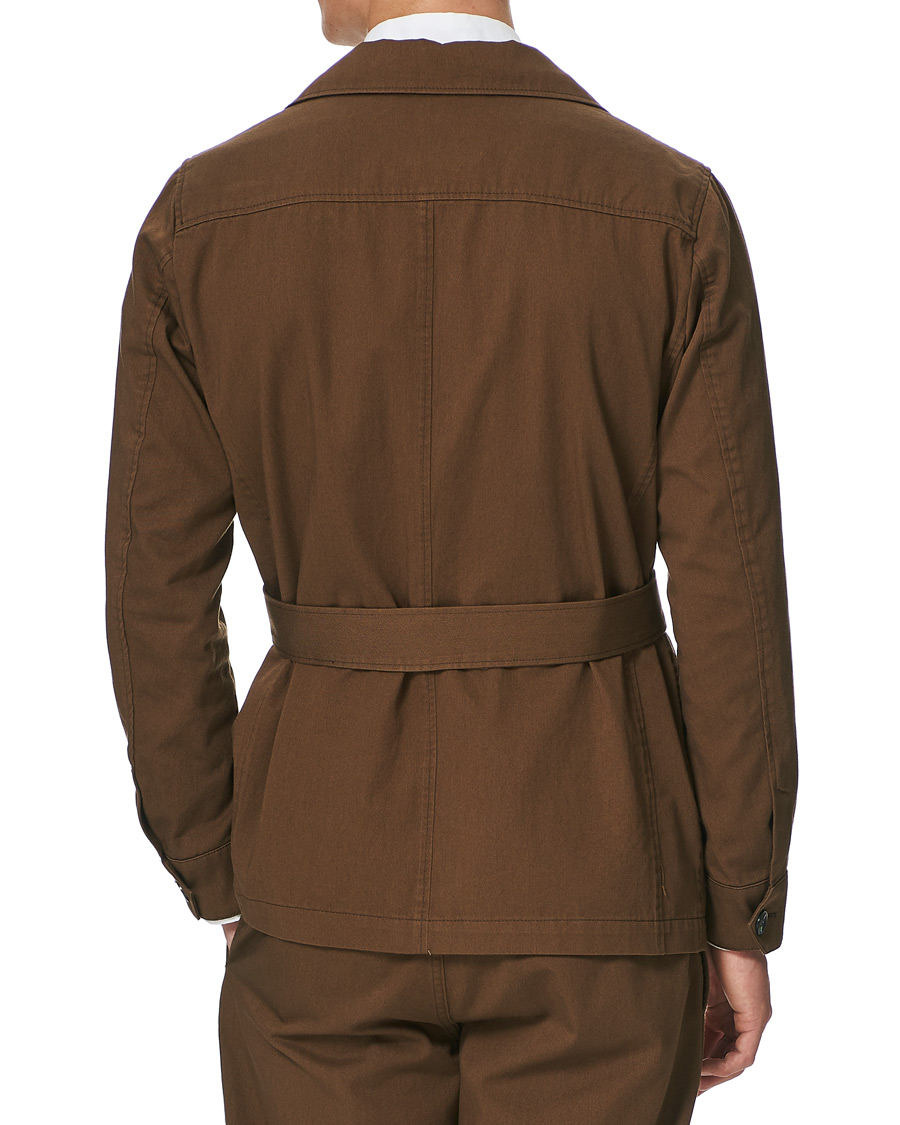 Mies | Kauluspaidat | Oscar Jacobson | Westwood Washed Cotton Shirt Jacket Army Brown