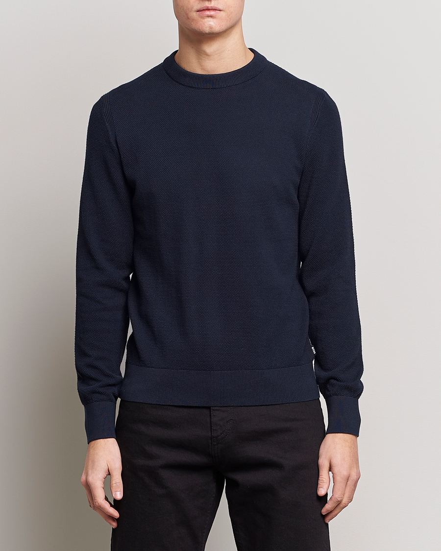 Mies |  | BOSS BLACK | Ecaio Knitted Structured Sweater Dark Blue