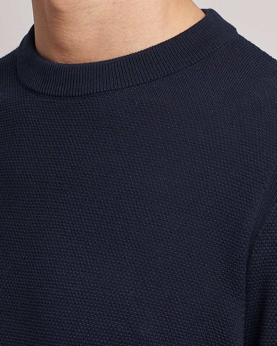 Mies | Puserot | BOSS BLACK | Ecaio Knitted Structured Sweater Dark Blue