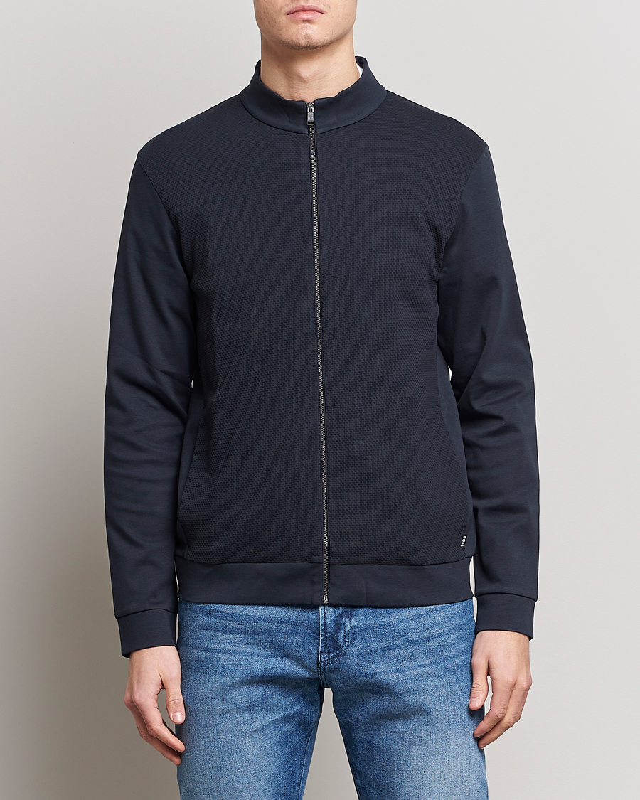 Mies |  | BOSS BLACK | Skiles Knitted Full-Zip Sweater Dark Blue