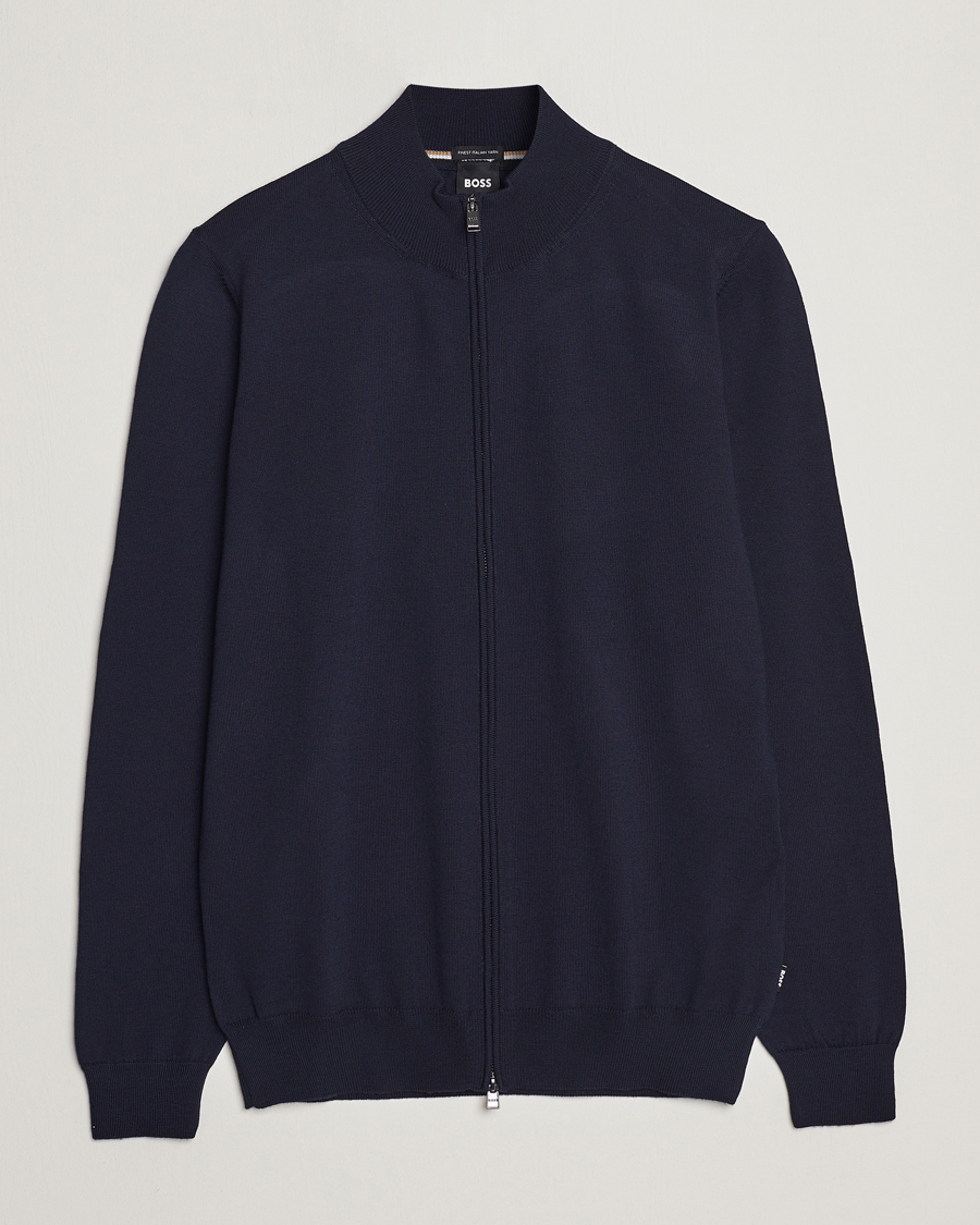 Mies | Puserot | BOSS BLACK | Balonso Full-Zip Sweater Dark Blue