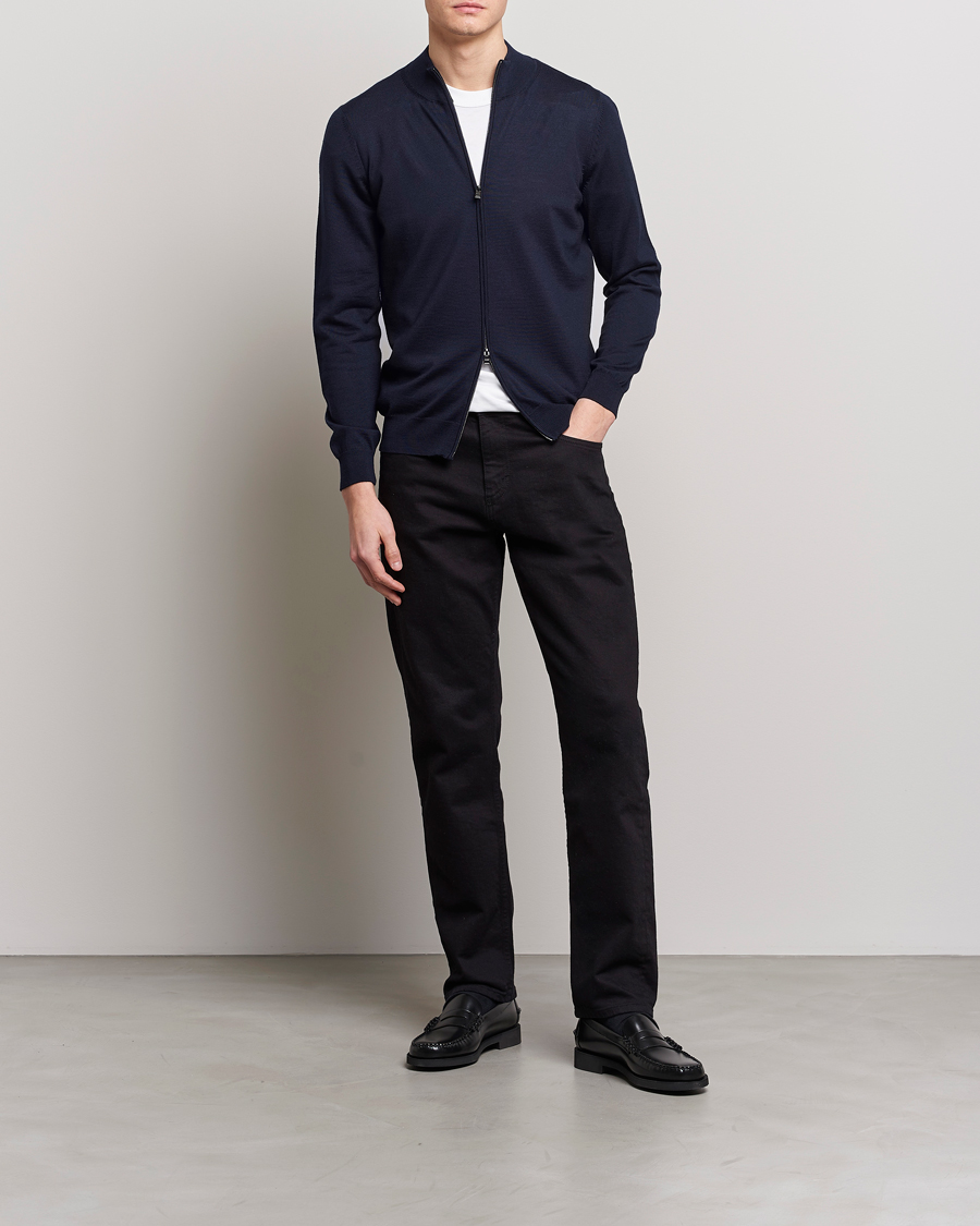Mies | Vetoketjulliset puserot | BOSS | Balonso Full-Zip Sweater Dark Blue
