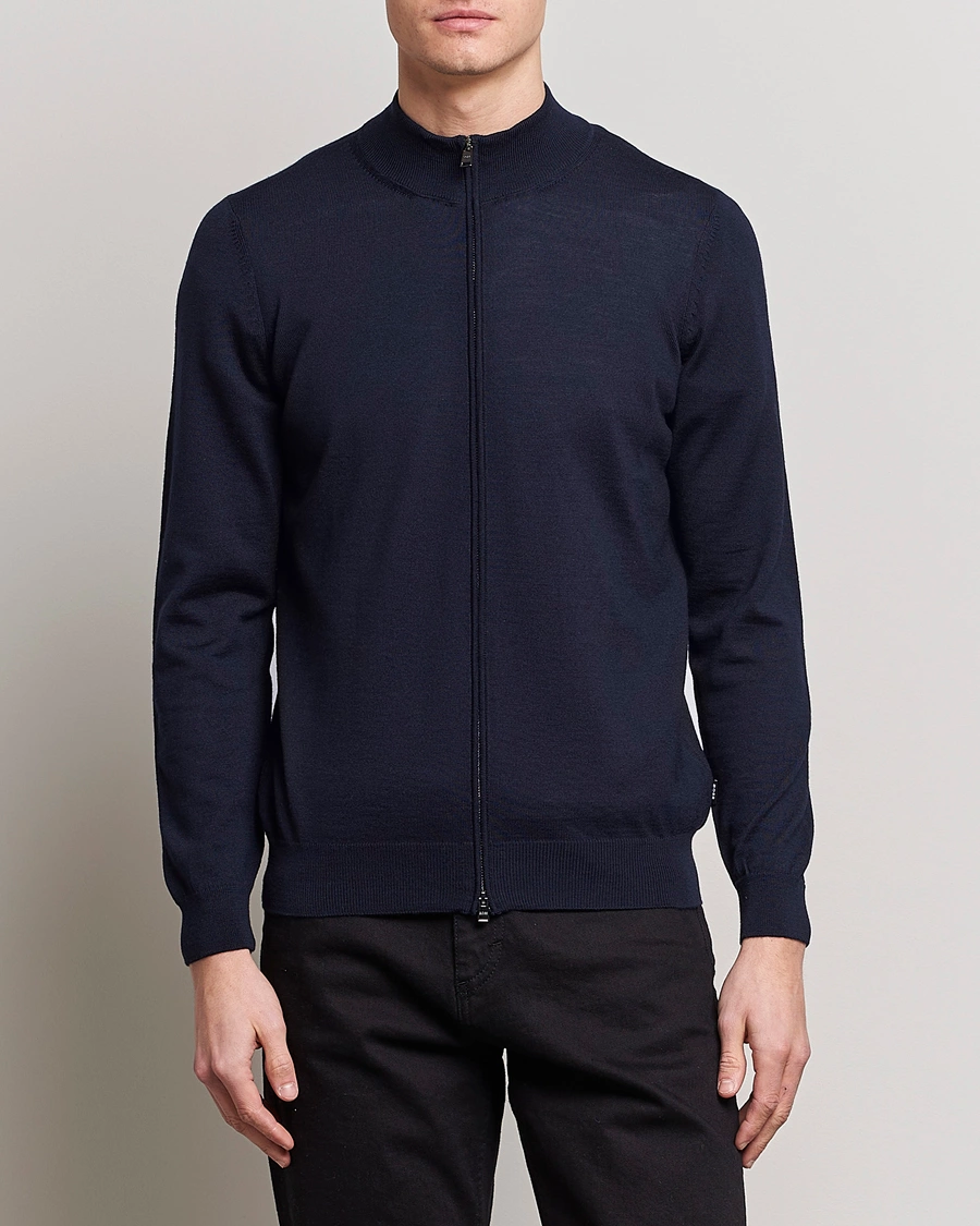 Mies | Full-zip | BOSS BLACK | Balonso Full-Zip Sweater Dark Blue