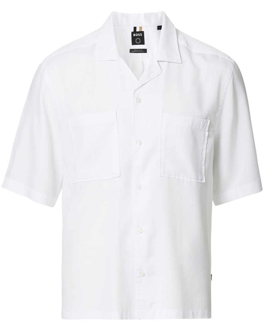 Mies | Kauluspaidat | BOSS BLACK | BOSS Lars Resort Collar Short Sleeve Shirt White