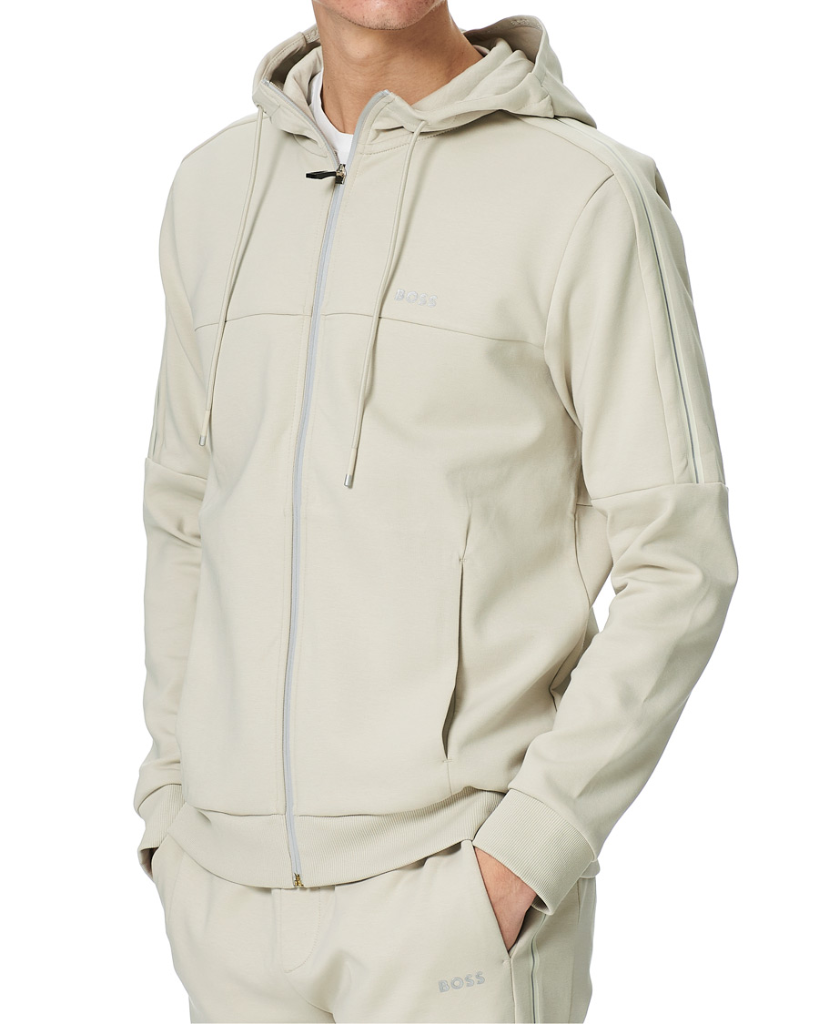 Mies | Puserot | BOSS GREEN | BOSS Athleisure Saggy Full Zip Hoodie Light Beige