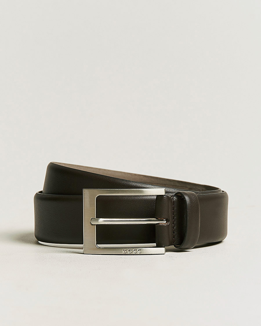 Mies | Vyöt | BOSS BLACK | Barnabie Leather Belt 3,5 cm Dark Brown