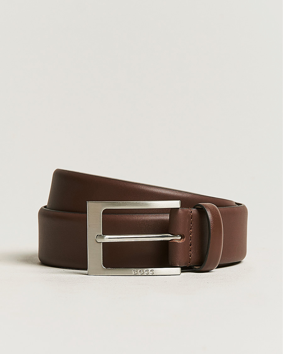 Mies | Barnabie Leather Belt 3,5 cm Medium Brown | BOSS BLACK | Barnabie Leather Belt 3,5 cm Medium Brown