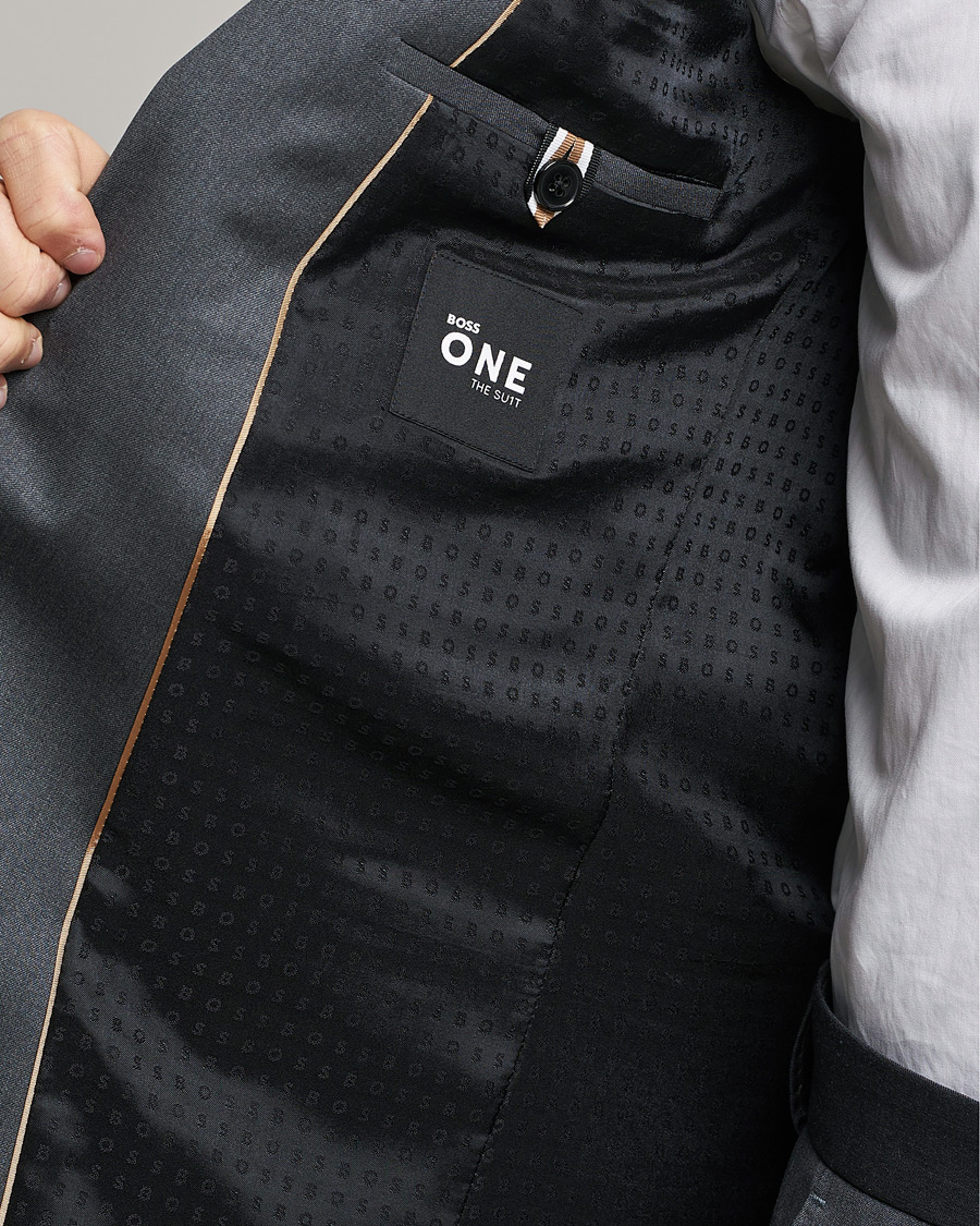 Mies | Pikkutakit | BOSS BLACK | Huge Slim Fit Wool Blazer Dark Grey
