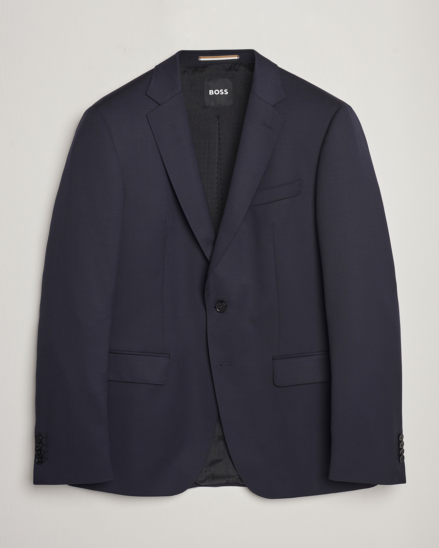 Mies | Pikkutakit | BOSS BLACK | Huge Slim Fit Wool Blazer Dark Blue