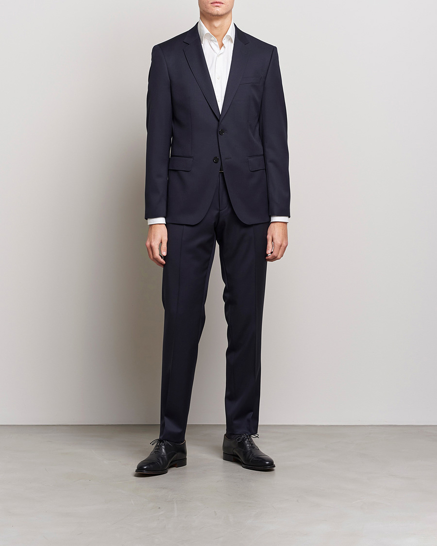 Mies | Pikkutakit | BOSS BLACK | Huge Slim Fit Wool Blazer Dark Blue
