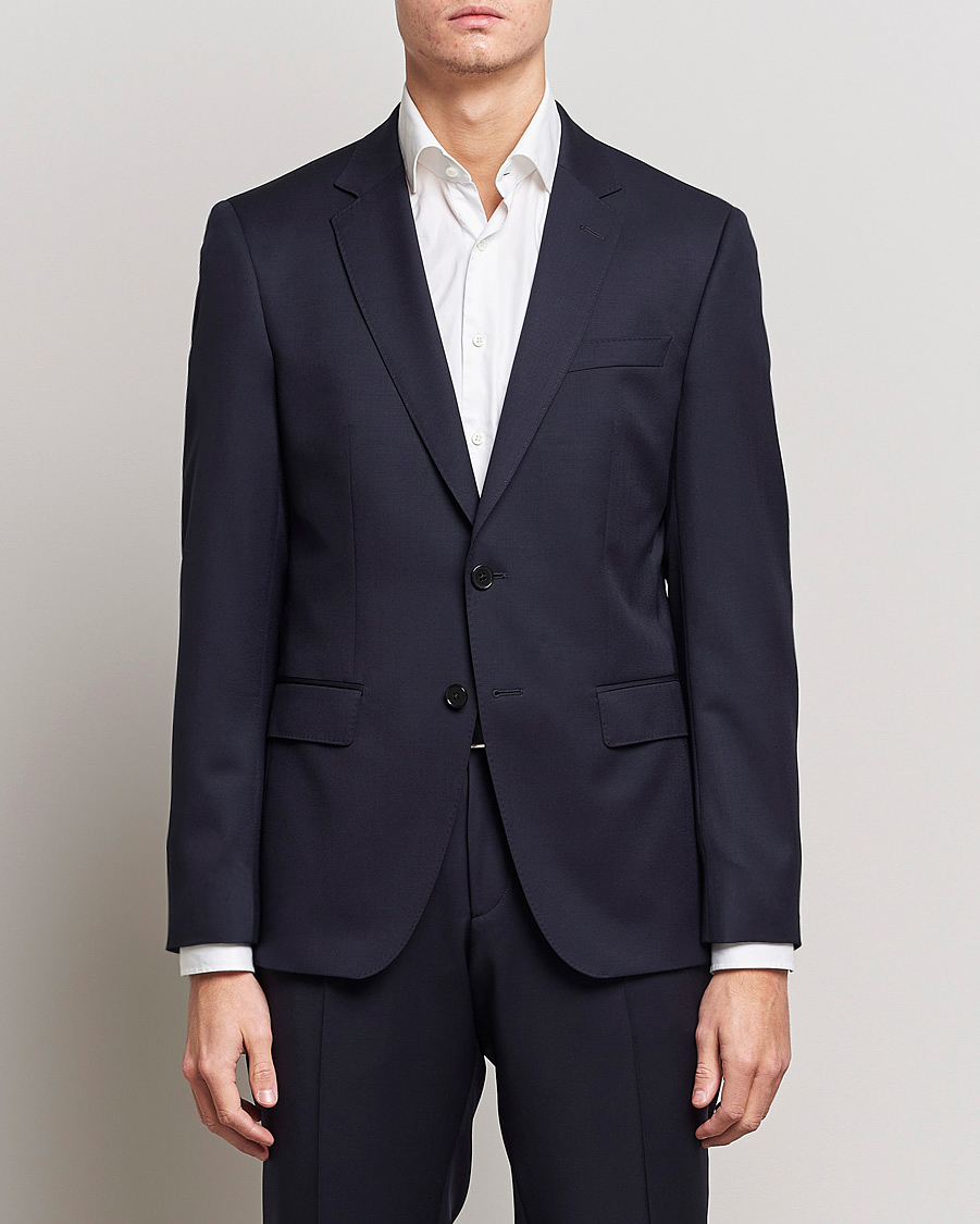 Mies | Pikkutakit | BOSS BLACK | Huge Slim Fit Wool Blazer Dark Blue