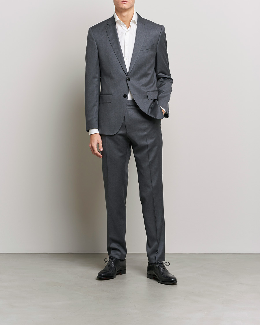 Mies | Suorat housut | BOSS | Genius Slim Fit Wool Trousers Dark Grey