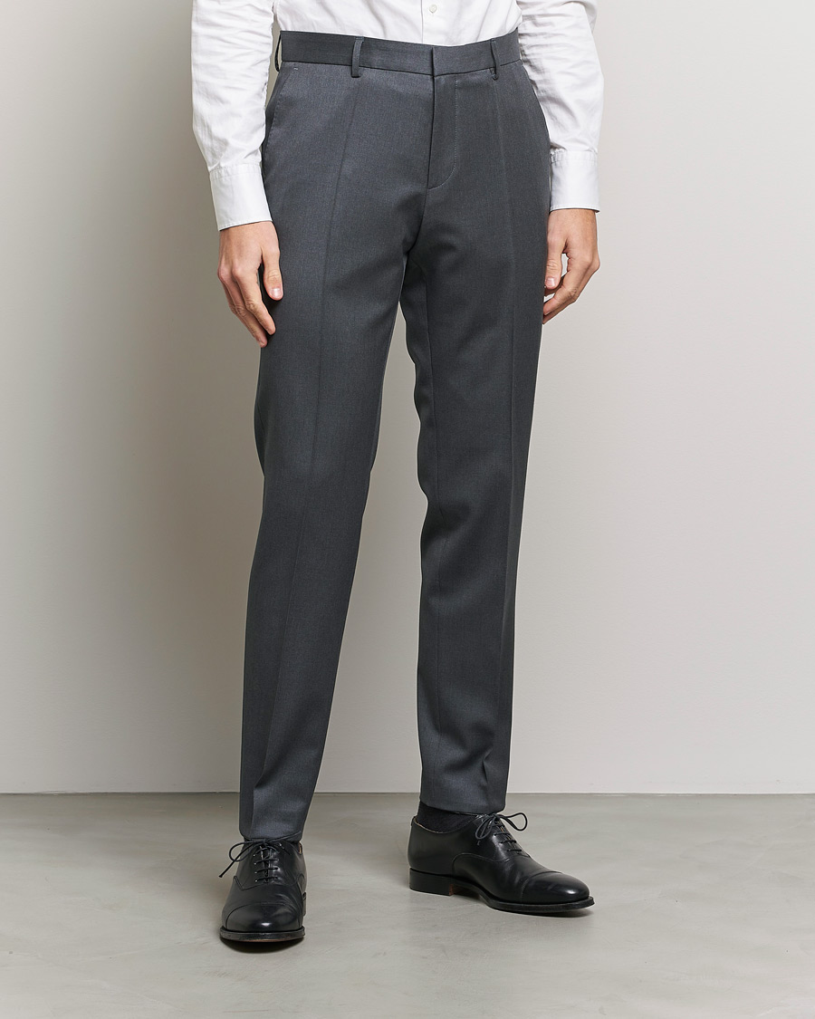 Mies | Suorat housut | BOSS BLACK | Genius Slim Fit Wool Trousers Dark Grey