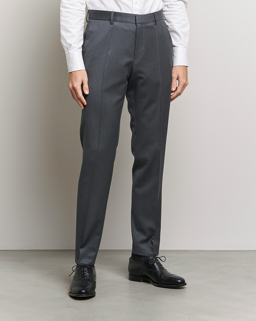Mies | Housut | BOSS BLACK | Genius Slim Fit Wool Trousers Dark Grey