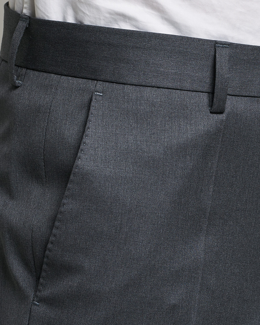 Mies | Housut | BOSS BLACK | Genius Slim Fit Wool Trousers Dark Grey