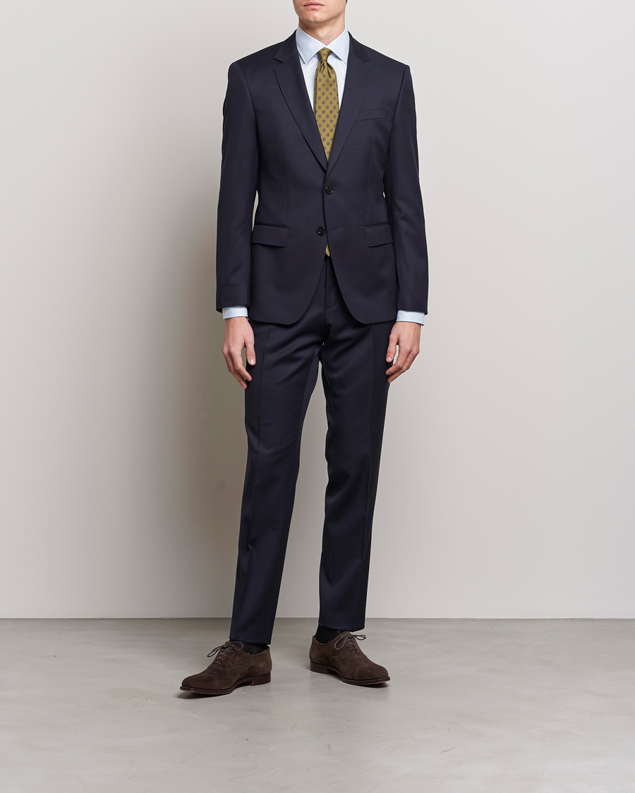 Mies |  | BOSS | Genius Slim Fit Wool Trousers Dark Blue