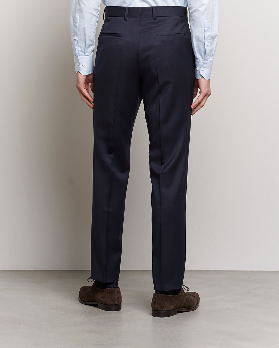 Mies | Housut | BOSS BLACK | Genius Slim Fit Wool Trousers Dark Blue