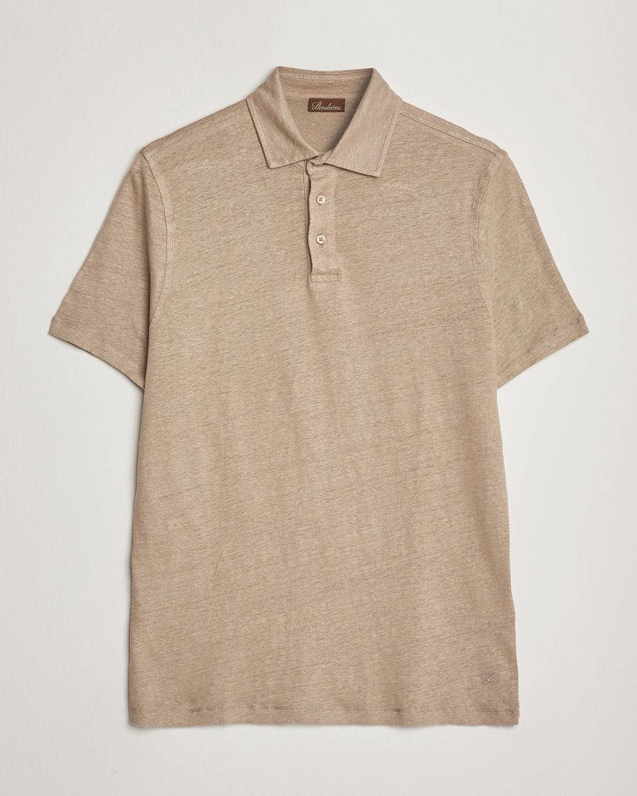 Mies | Pikeet | Stenströms | Linen Polo Shirt Beige
