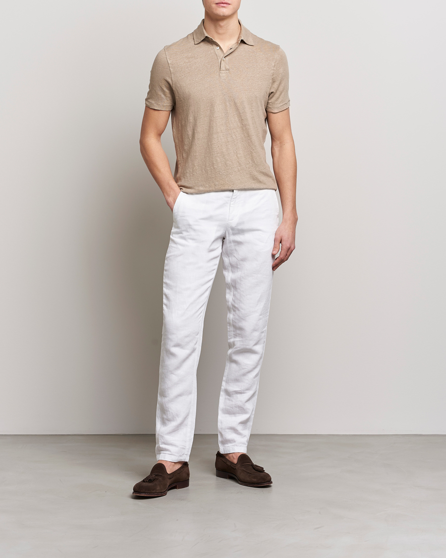 Mies | Pikeet | Stenströms | Linen Polo Shirt Beige
