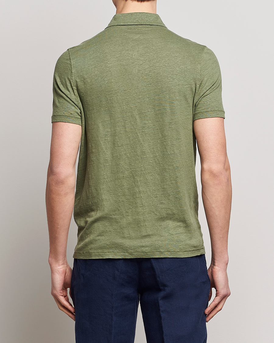 Mies | Pikeet | Stenströms | Linen Polo Shirt Olive