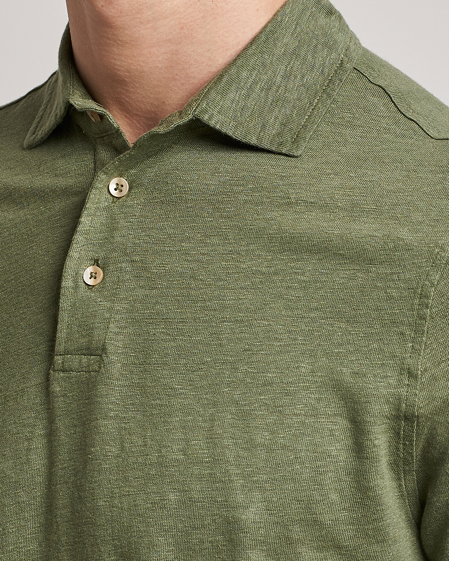 Mies | Pikeet | Stenströms | Linen Polo Shirt Olive