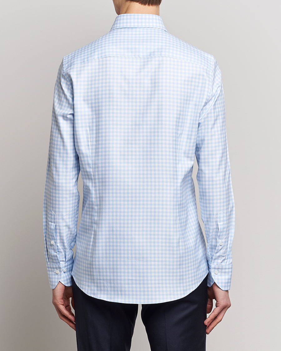 Mies | Kauluspaidat | Stenströms | Slimline Checked Cut Away Shirt Light Blue