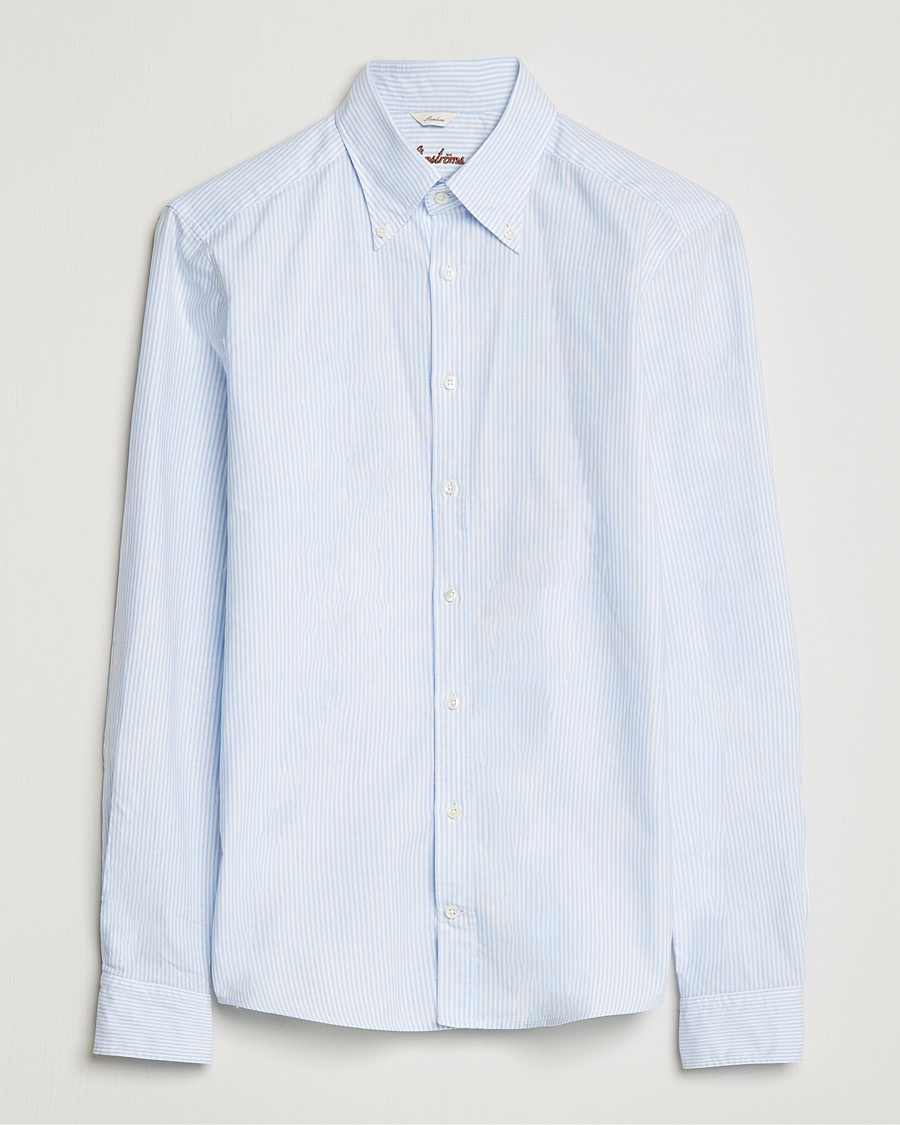 Mies | Kauluspaidat | Stenströms | Slimline Washed Striped Oxford Shirt Light Blue