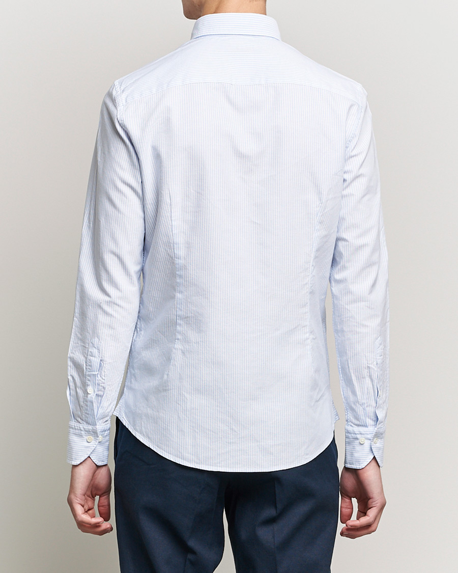 Mies | Kauluspaidat | Stenströms | Slimline Washed Striped Oxford Shirt Light Blue