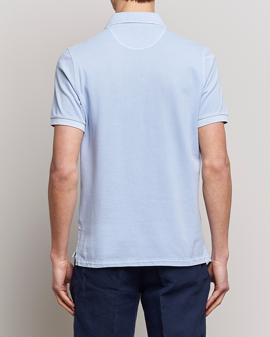Mies | Pikeet | Stenströms | Pigment Dyed Cotton Polo Shirt Light Blue