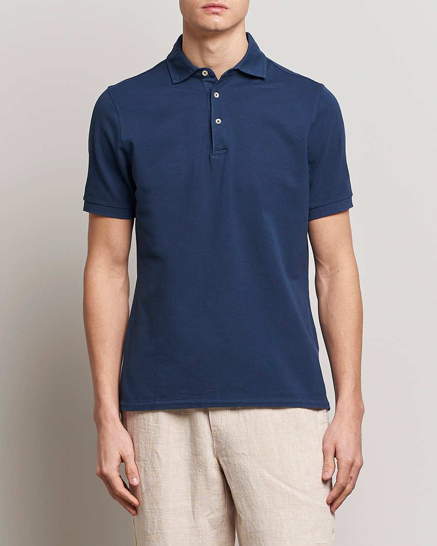 Mies |  | Stenströms | Pigment Dyed Cotton Polo Shirt Navy