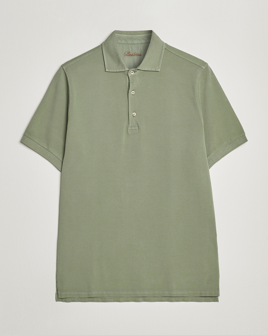 Mies | Pikeet | Stenströms | Pigment Dyed Cotton Polo Shirt Green