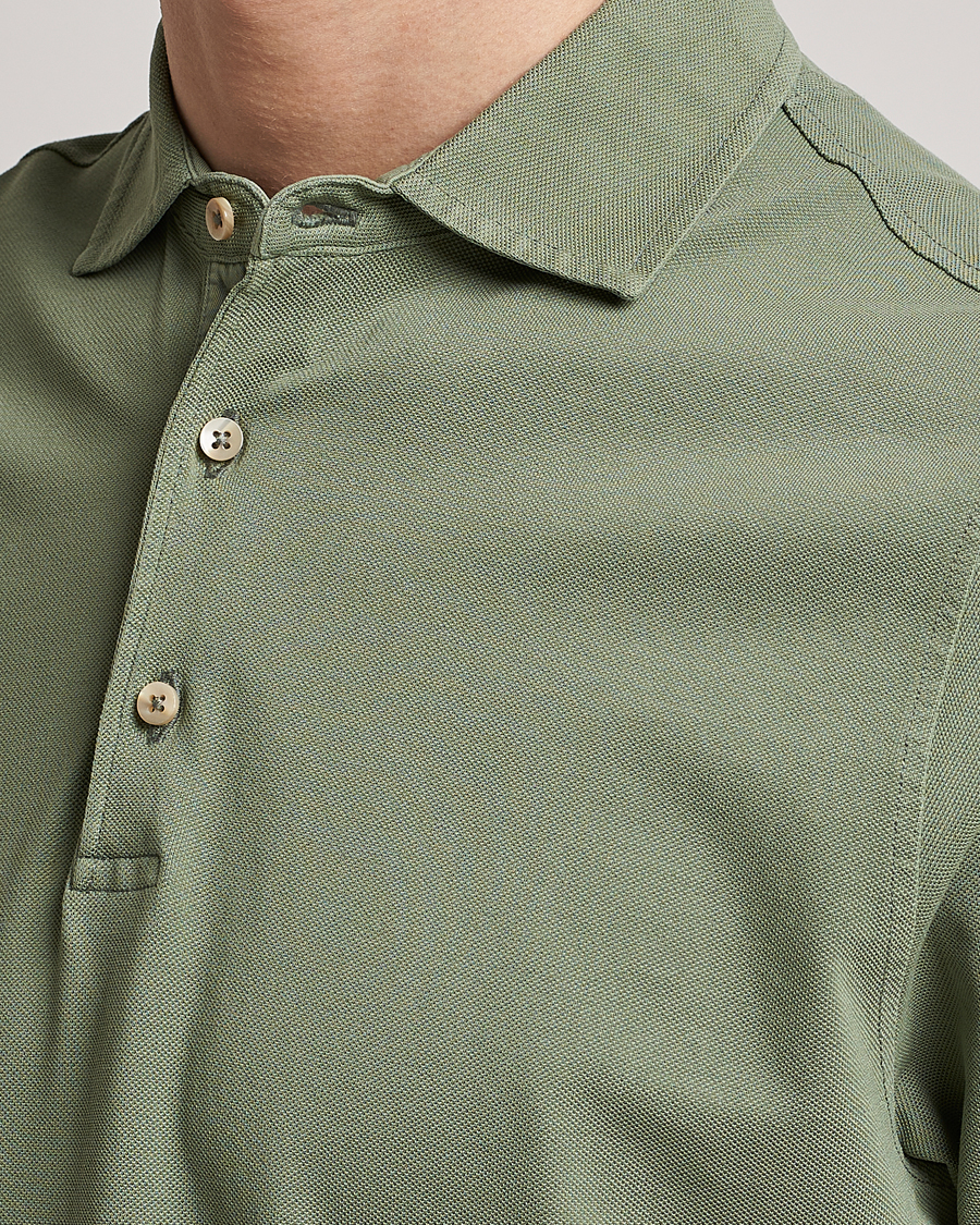 Mies | Pikeet | Stenströms | Pigment Dyed Cotton Polo Shirt Green