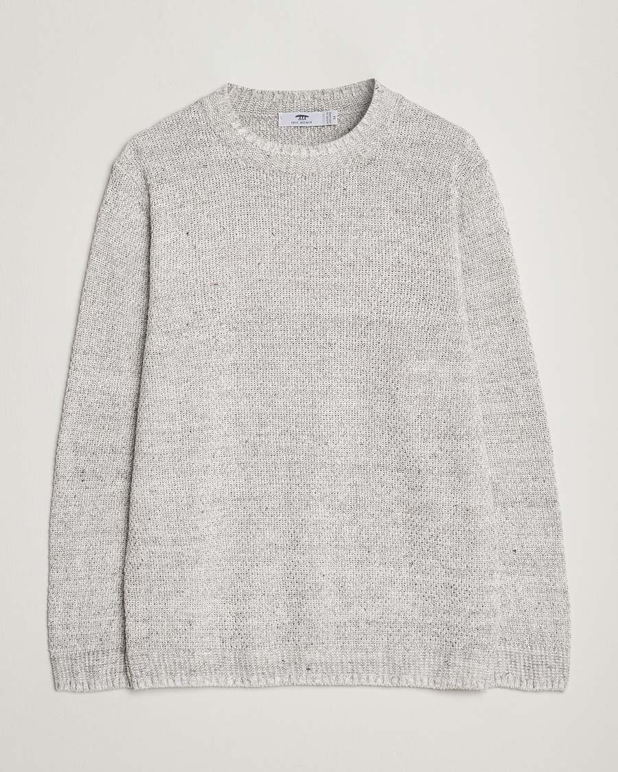 Mies | Puserot | Inis Meáin | Moss Stiched Linen Crew Neck Cream