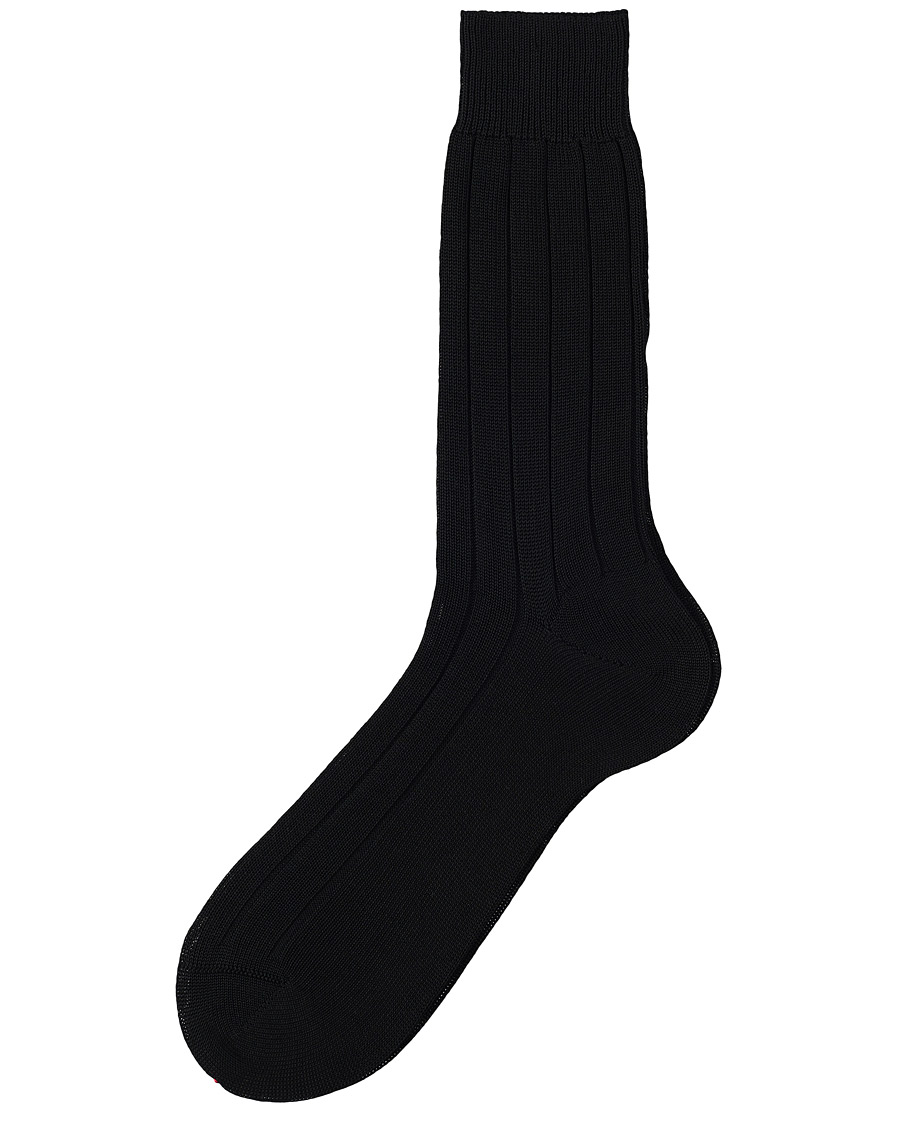 Mies | Alusvaatteet | Bresciani | Wide Ribbed Cotton Socks Black