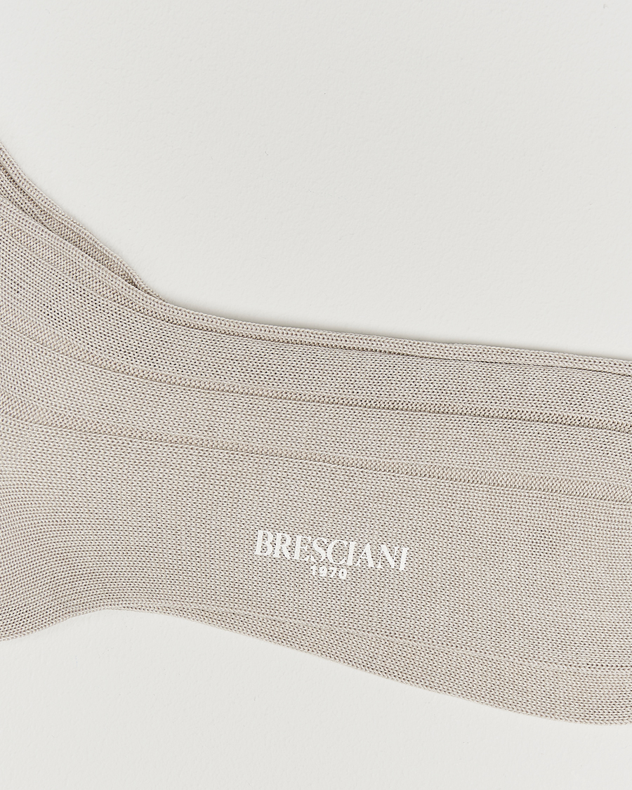 Mies | Alusvaatteet | Bresciani | Wide Ribbed Cotton Socks Off White