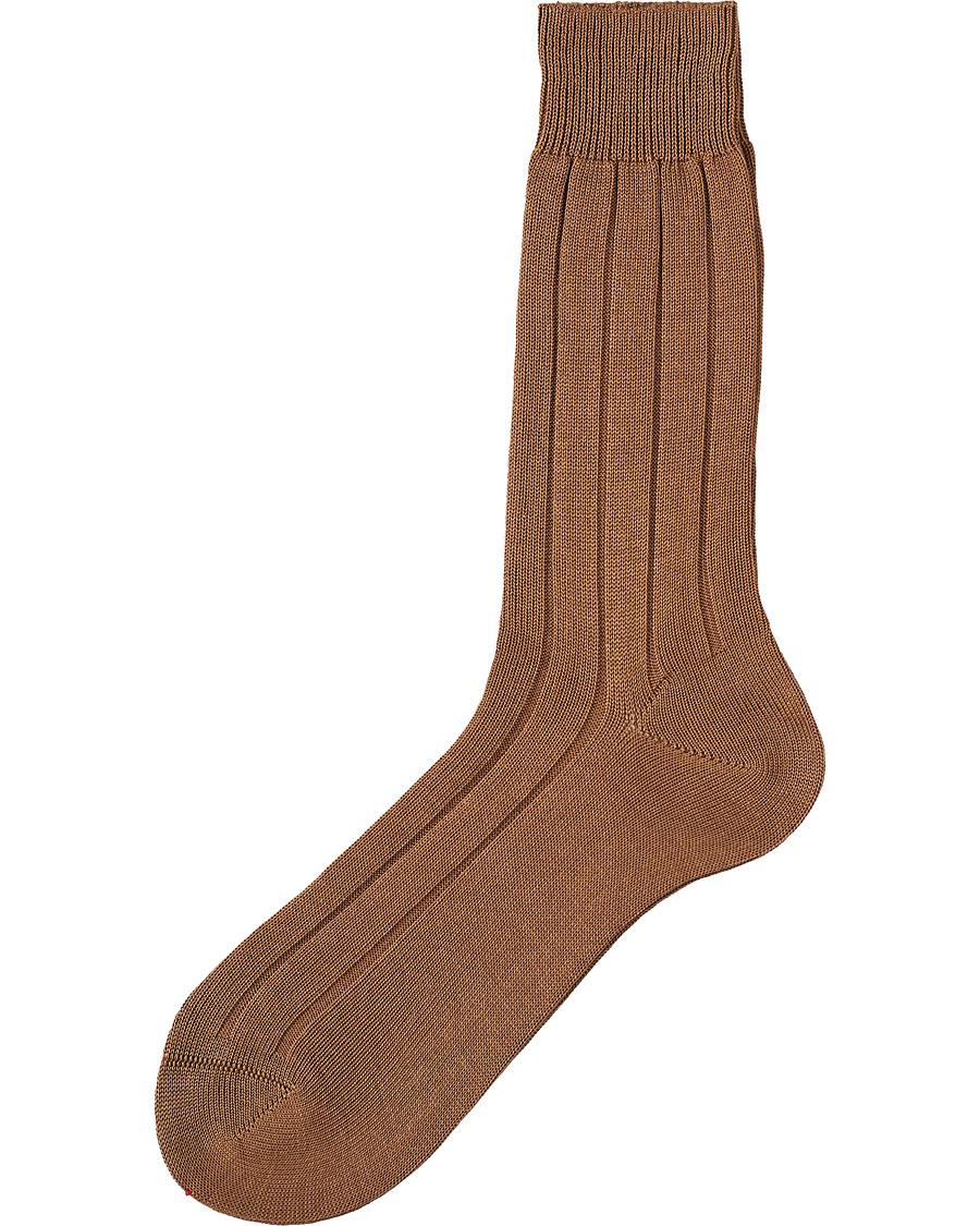 Miehet |  | Bresciani | Wide Ribbed Cotton Socks Light Brown