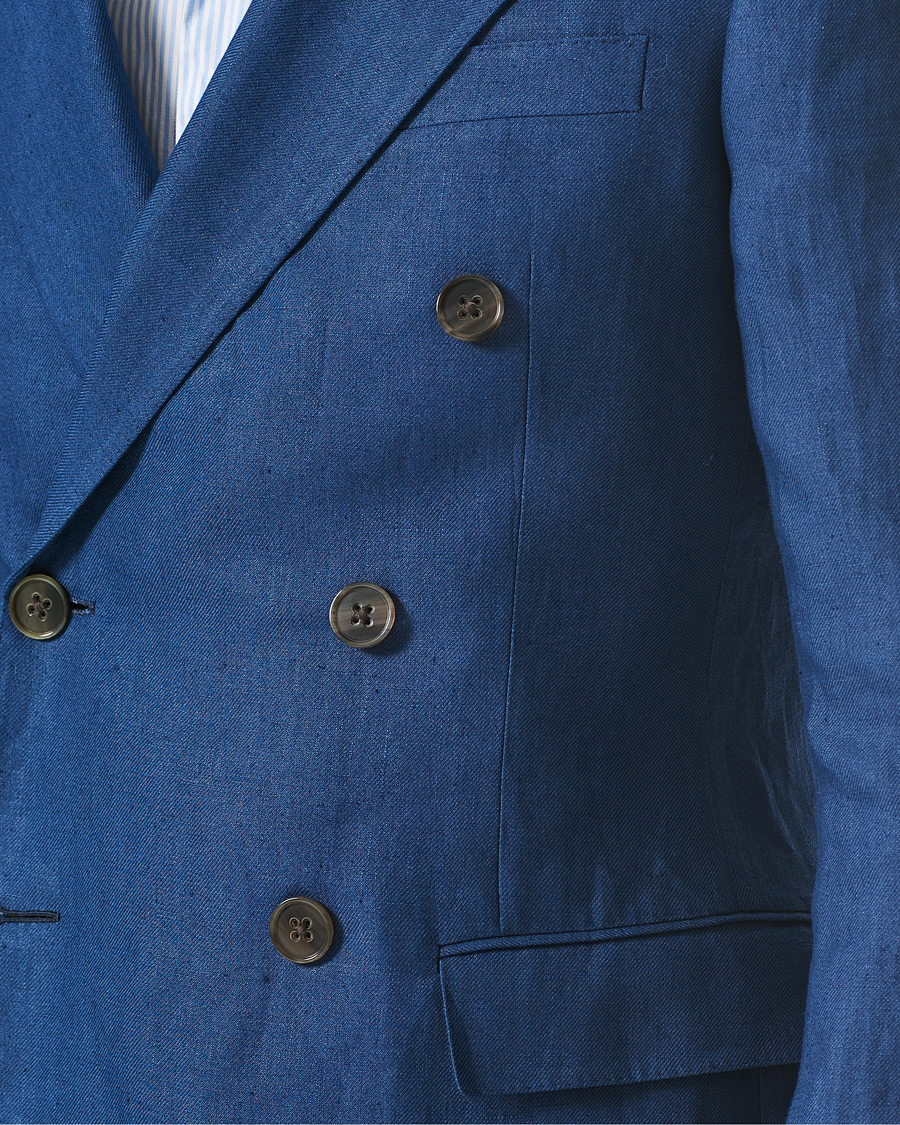 Mies | Pikkutakit | Ralph Lauren Purple Label | Double Breasted Linen Blazer Medium Blue