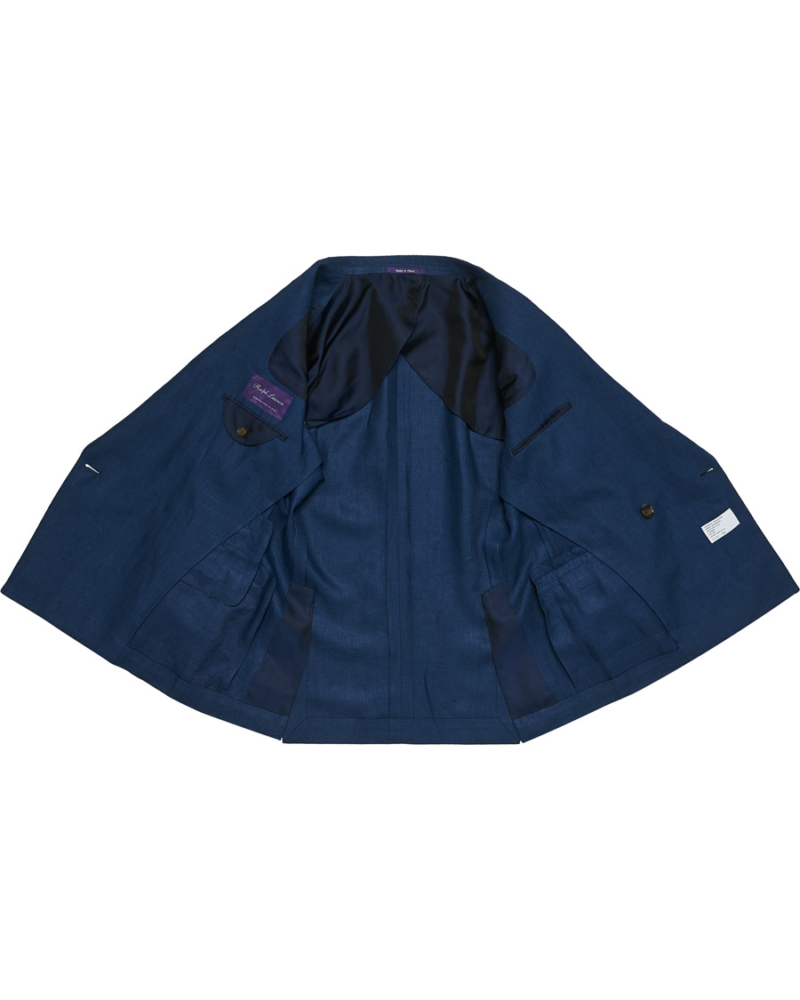 Mies | Pikkutakit | Ralph Lauren Purple Label | Double Breasted Linen Blazer Medium Blue