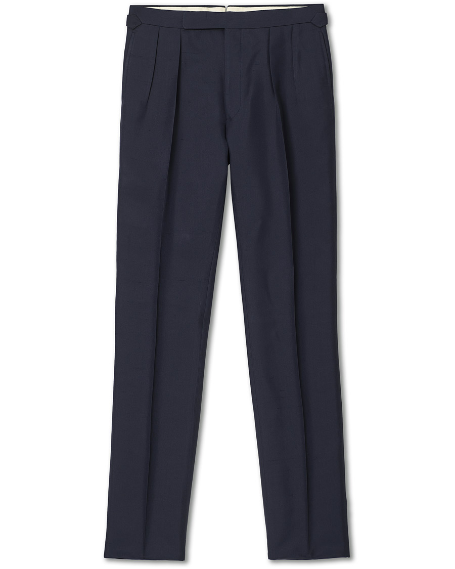 Mies | Housut | Ralph Lauren Purple Label | Shantung Silk Trousers Navy