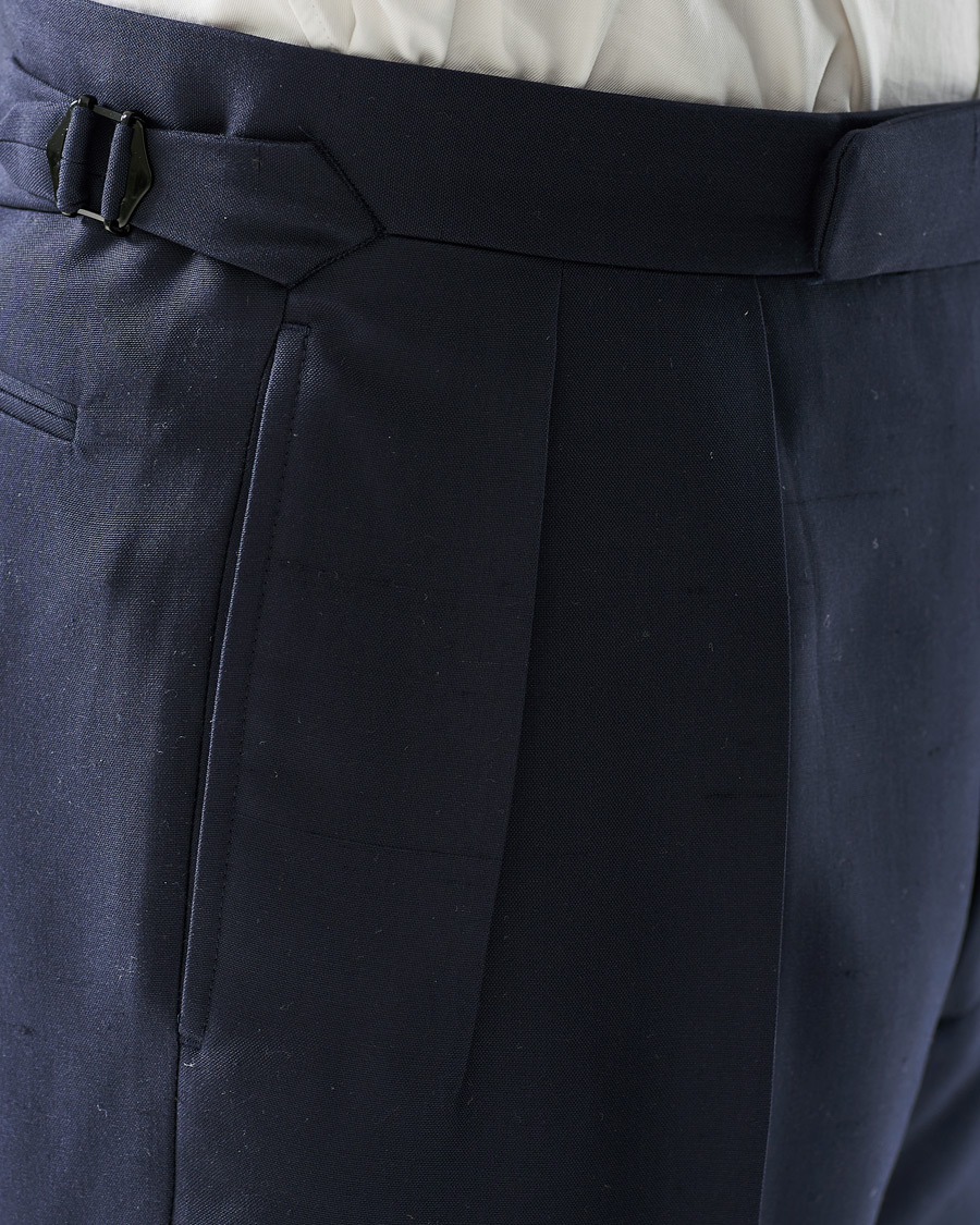 Mies | Housut | Ralph Lauren Purple Label | Shantung Silk Trousers Navy