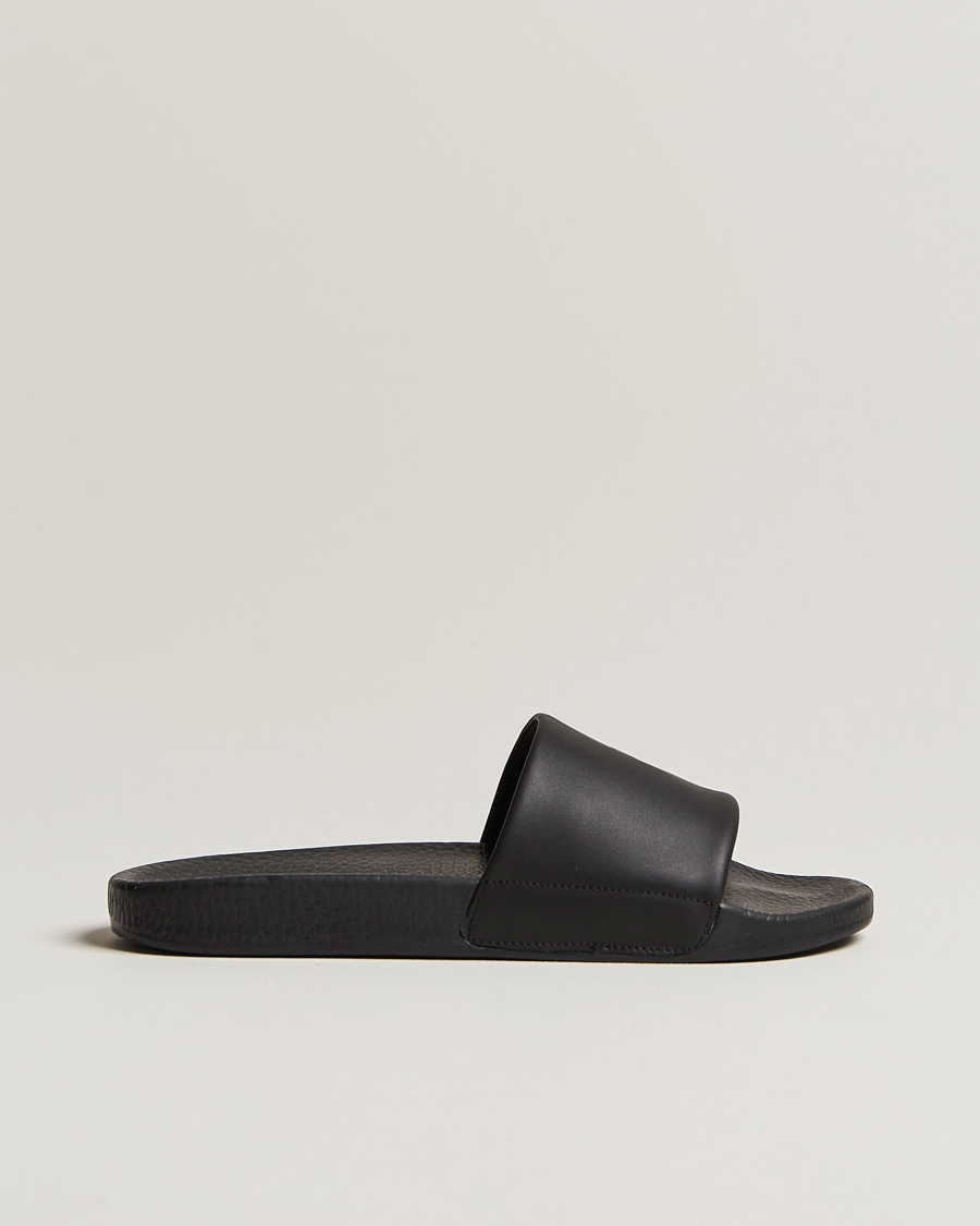Mies | Polo Ralph Lauren Leather Logo Slides Black | Polo Ralph Lauren | Leather Logo Slides Black
