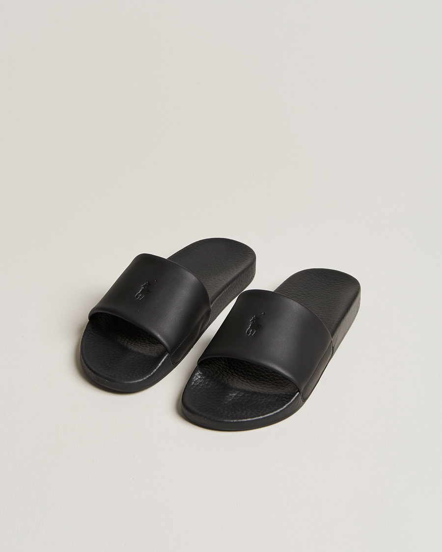 Mies | Sandaalit ja tohvelit | Polo Ralph Lauren | Leather Logo Slides Black