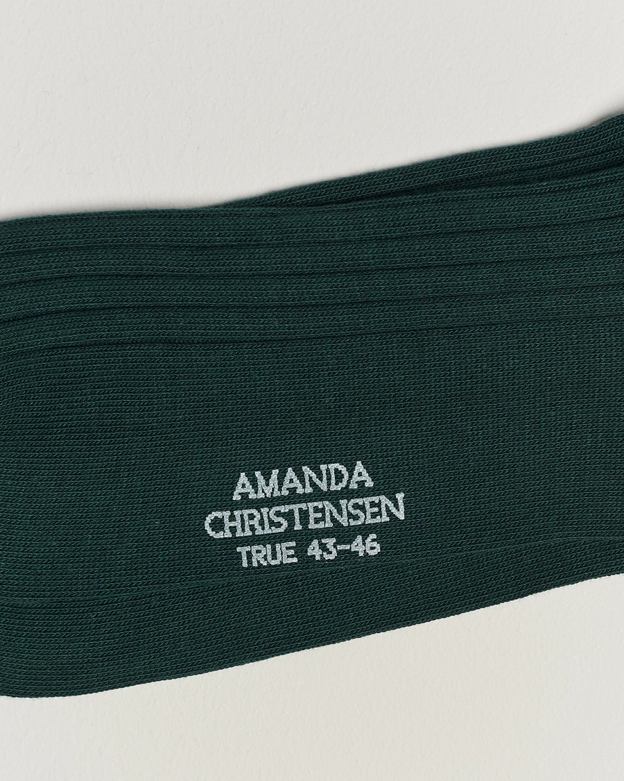 Mies |  | Amanda Christensen | 3-Pack True Cotton Ribbed Socks Bottle Green