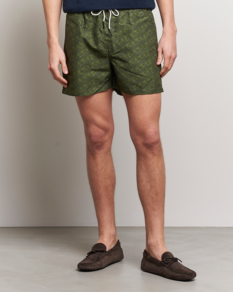 Mies | Uimahousut | OAS | Printed Swimshorts Green Squiggle