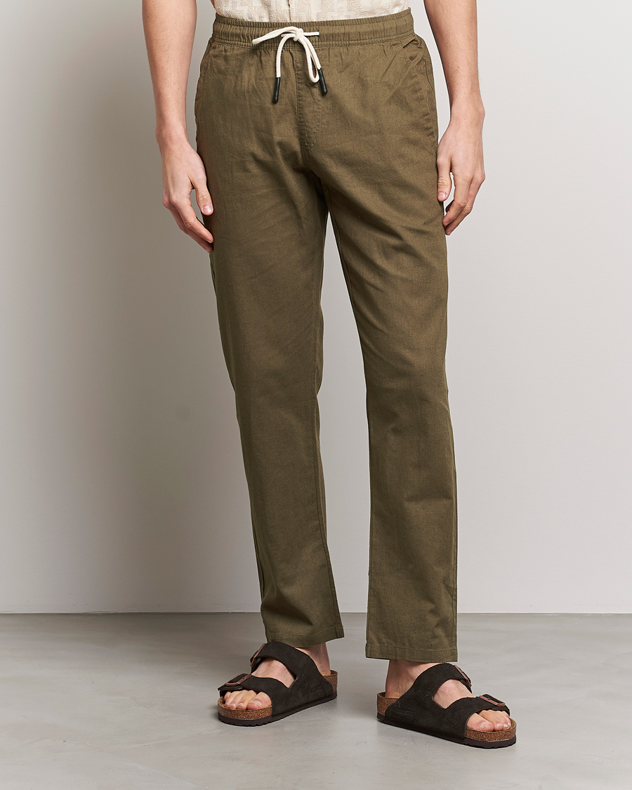 Mies | Pellavahousut | OAS | Linen Long Pants Army