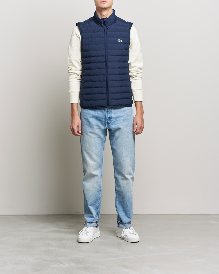 Mies |  | Lacoste | Lightweight Water-Resistant Quilted Zip Vest Navy Blue