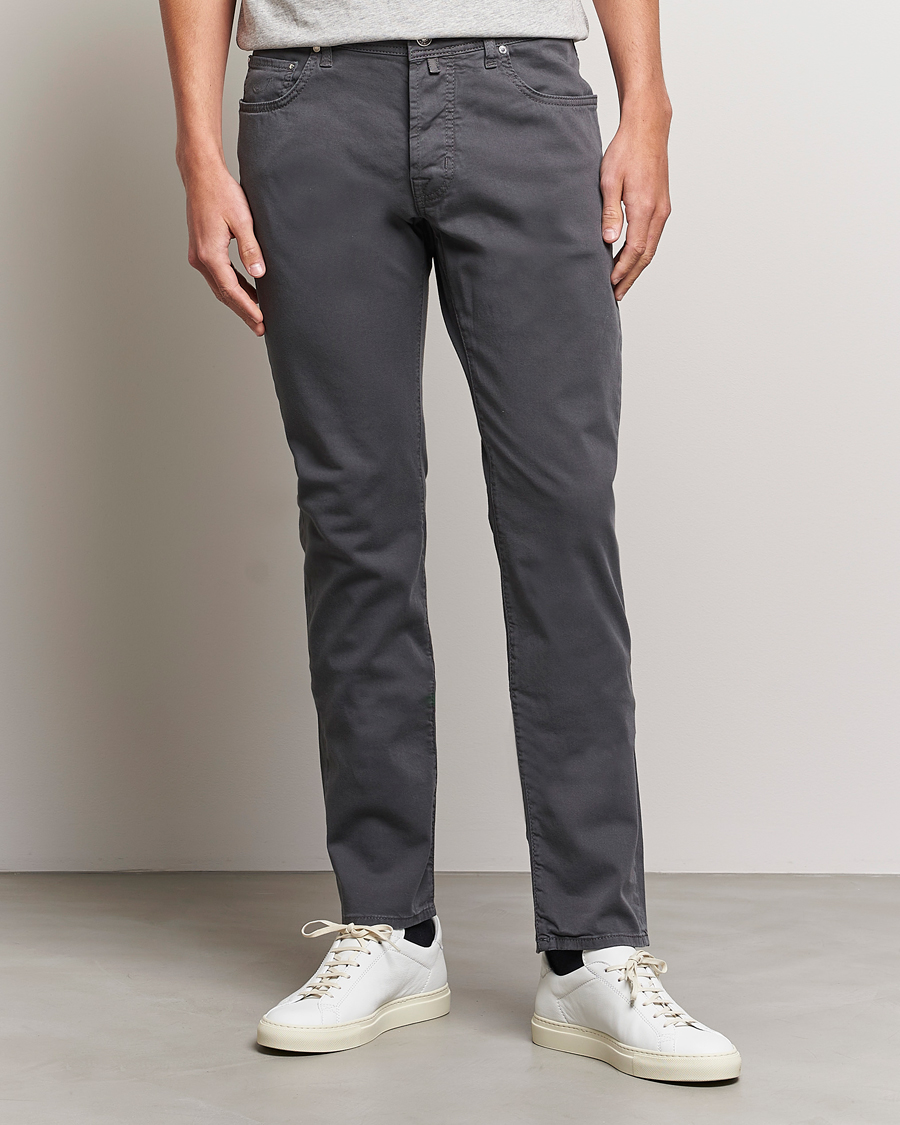 Mies |  | Jacob Cohën | Bard Garment Dyed Gabardine Trousers Grey