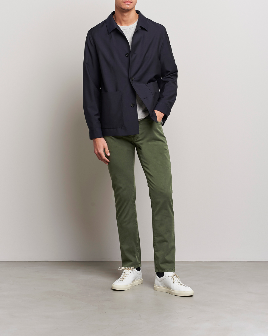 Mies | Italian Department | Jacob Cohën | Bard Garment Dyed Gabardine Trousers Green